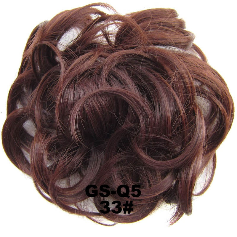 Jeedou Messy Chignon Donut Hair Bun Pad Elastic Hair Rope Rubber Band Synthetic Hairpiece Gary Brown Color