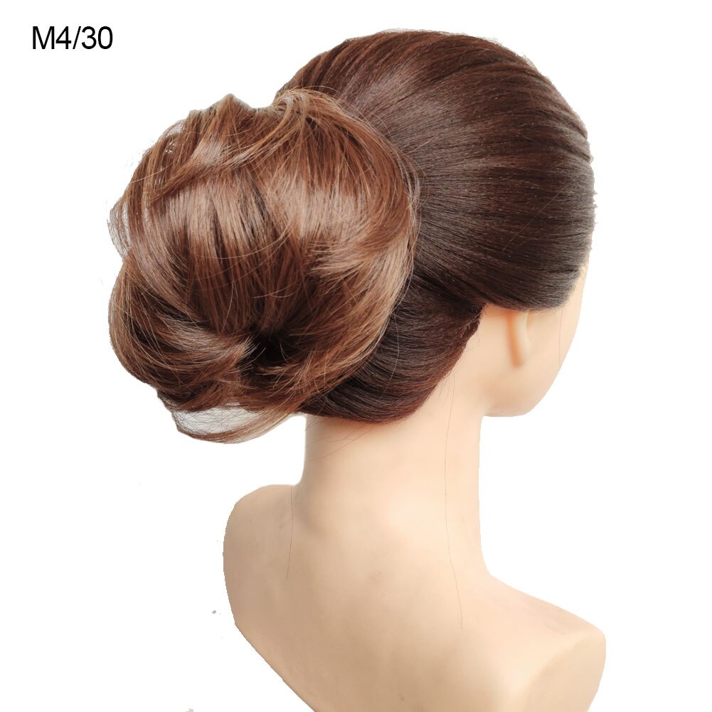 Jeedou Messy Chignon Donut Hair Bun Pad Elastic Hair Rope Rubber Band Synthetic Hairpiece Gary Brown Color