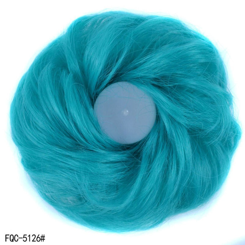 Jeedou Messy Chignon Donut Hair Bun Pad Elastic Hair Rope Rubber Band Synthetic Hairpiece Gary Brown Color