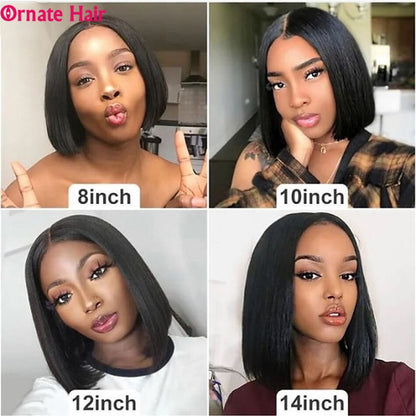 Bone Straight Bob Human Hair Wig Lace Closure Wigs For Women Human Hair Pre-Plucked Natural Color Brazilian Human Hair Wig Sale