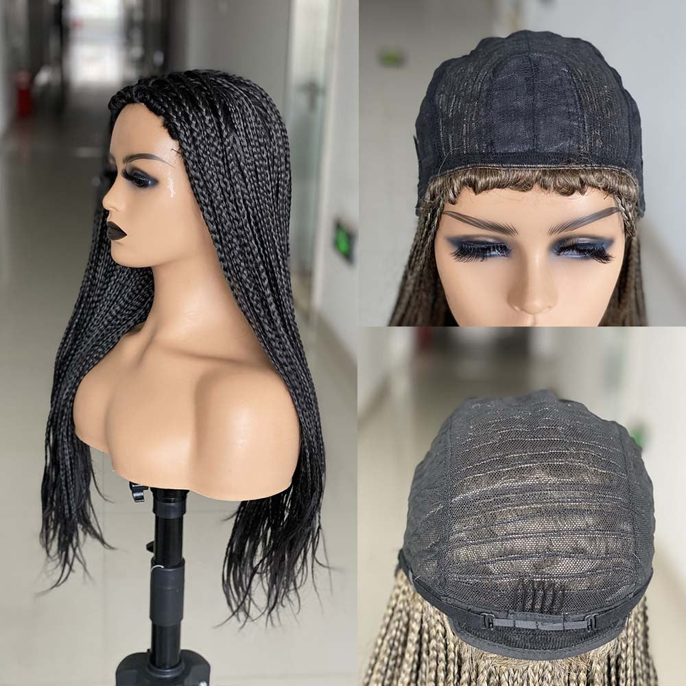 Ombre Brown Cosplay Braiding Hair Wig 26 inch Braided Wigs For Black Women Synthetic Barids Long Synthetic Box Braided Wigs