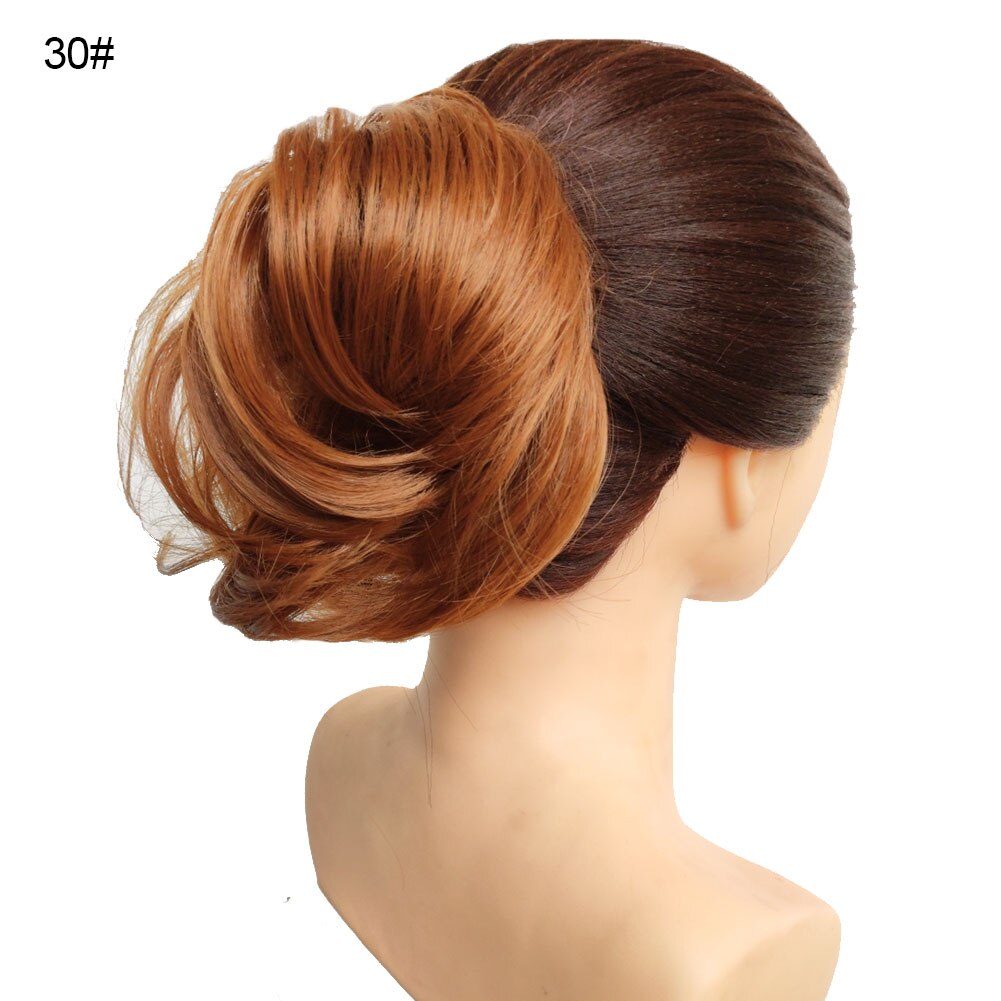 Jeedou Messy Chignon Donut Hair Bun Pad Elastic Hair Rope Rubber Band Synthetic Hairpiece Gary Brown Color