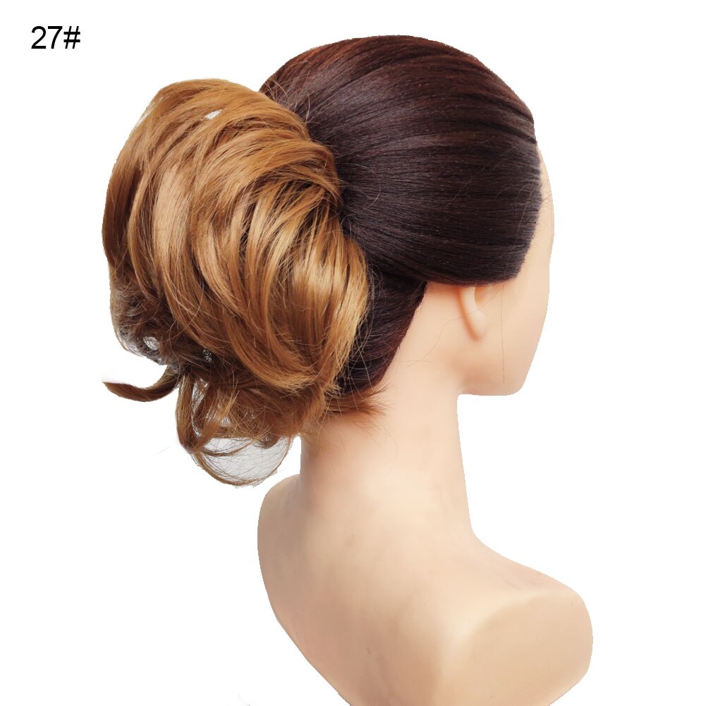 Jeedou Messy Chignon Donut Hair Bun Pad Elastic Hair Rope Rubber Band Synthetic Hairpiece Gary Brown Color