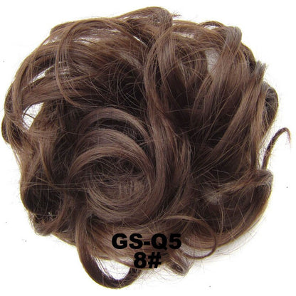 Jeedou Messy Chignon Donut Hair Bun Pad Elastic Hair Rope Rubber Band Synthetic Hairpiece Gary Brown Color