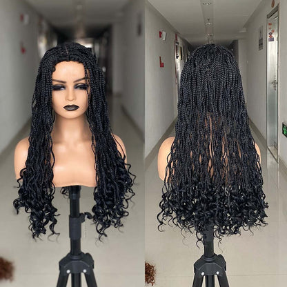 Ombre Brown Cosplay Braiding Hair Wig 26 inch Braided Wigs For Black Women Synthetic Barids Long Synthetic Box Braided Wigs