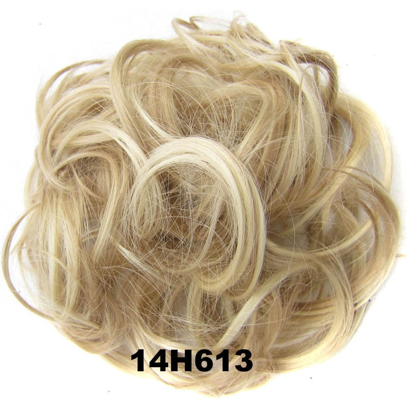 Jeedou Messy Chignon Donut Hair Bun Pad Elastic Hair Rope Rubber Band Synthetic Hairpiece Gary Brown Color