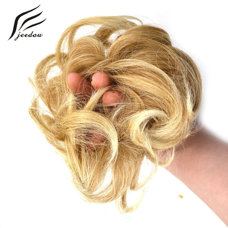 Jeedou Messy Chignon Donut Hair Bun Pad Elastic Hair Rope Rubber Band Synthetic Hairpiece Gary Brown Color