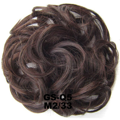 Jeedou Messy Chignon Donut Hair Bun Pad Elastic Hair Rope Rubber Band Synthetic Hairpiece Gary Brown Color