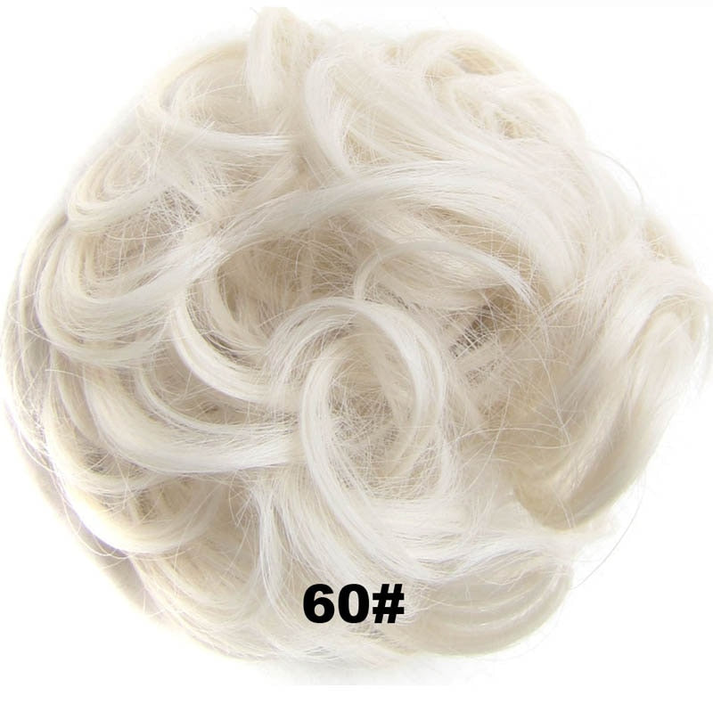 Jeedou Messy Chignon Donut Hair Bun Pad Elastic Hair Rope Rubber Band Synthetic Hairpiece Gary Brown Color