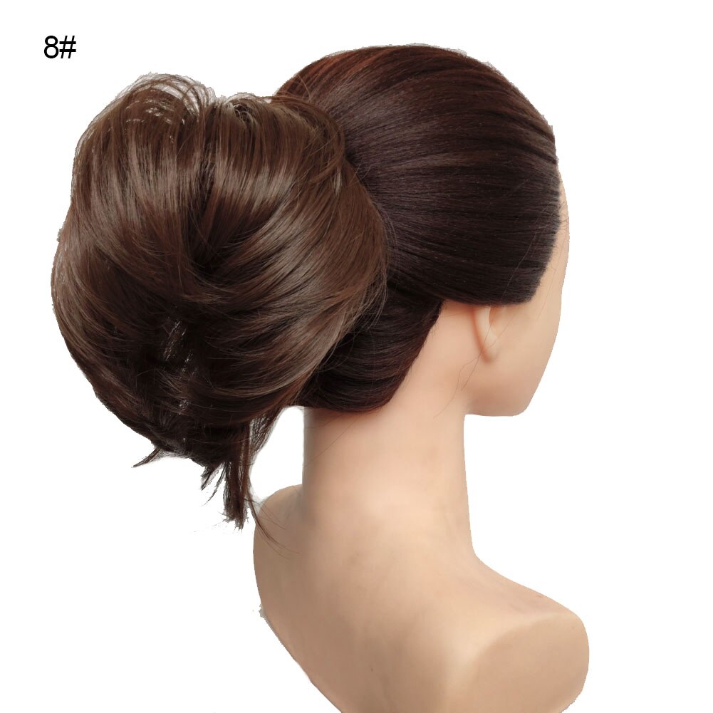 Jeedou Messy Chignon Donut Hair Bun Pad Elastic Hair Rope Rubber Band Synthetic Hairpiece Gary Brown Color