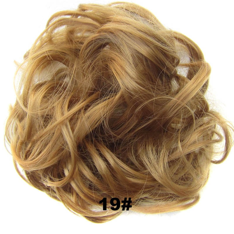 Jeedou Messy Chignon Donut Hair Bun Pad Elastic Hair Rope Rubber Band Synthetic Hairpiece Gary Brown Color