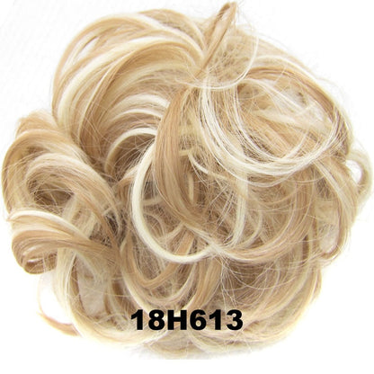 Jeedou Messy Chignon Donut Hair Bun Pad Elastic Hair Rope Rubber Band Synthetic Hairpiece Gary Brown Color