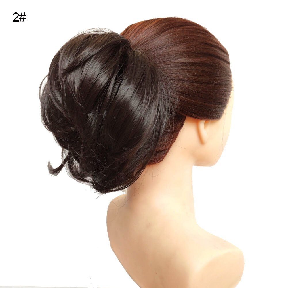 Jeedou Messy Chignon Donut Hair Bun Pad Elastic Hair Rope Rubber Band Synthetic Hairpiece Gary Brown Color