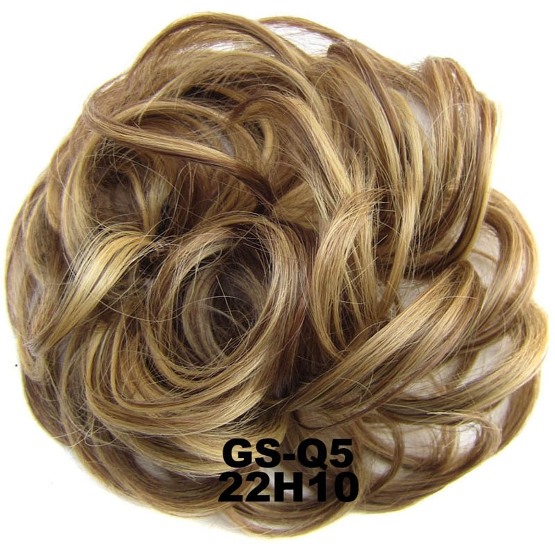 Jeedou Messy Chignon Donut Hair Bun Pad Elastic Hair Rope Rubber Band Synthetic Hairpiece Gary Brown Color