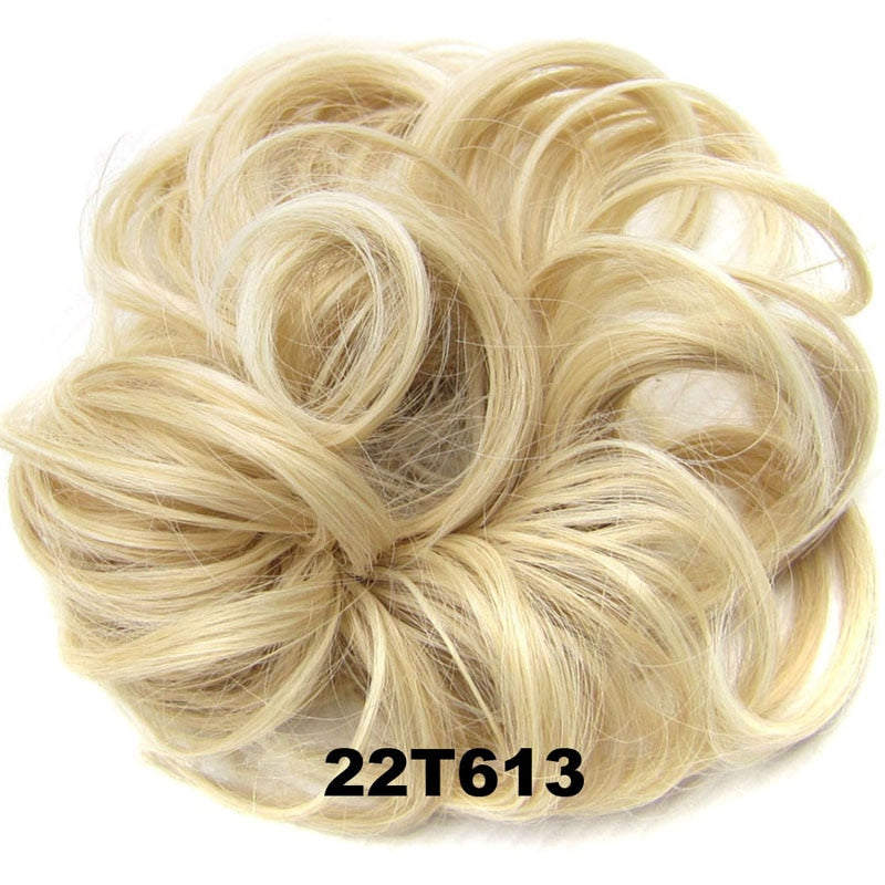 Jeedou Messy Chignon Donut Hair Bun Pad Elastic Hair Rope Rubber Band Synthetic Hairpiece Gary Brown Color