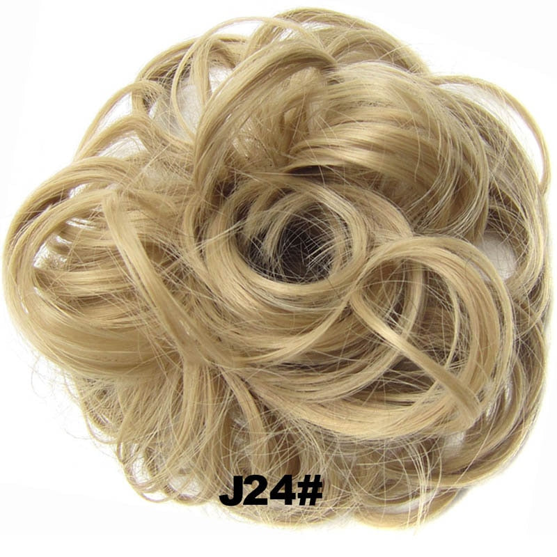 Jeedou Messy Chignon Donut Hair Bun Pad Elastic Hair Rope Rubber Band Synthetic Hairpiece Gary Brown Color