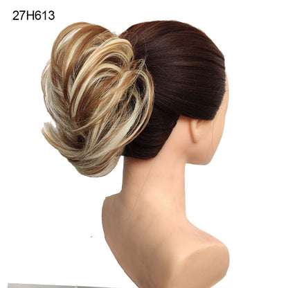 Jeedou Messy Chignon Donut Hair Bun Pad Elastic Hair Rope Rubber Band Synthetic Hairpiece Gary Brown Color