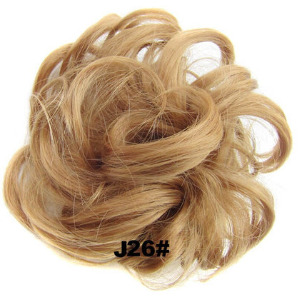 Jeedou Messy Chignon Donut Hair Bun Pad Elastic Hair Rope Rubber Band Synthetic Hairpiece Gary Brown Color