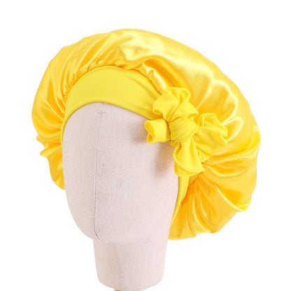 Extra Large Satin Sleeping Cap Hair Bonnet For Women African Pattern Ankara Print Long Tail Bonnets Wide Stretchy Band Hat