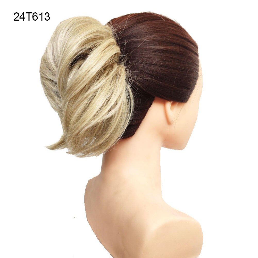 Jeedou Messy Chignon Donut Hair Bun Pad Elastic Hair Rope Rubber Band Synthetic Hairpiece Gary Brown Color