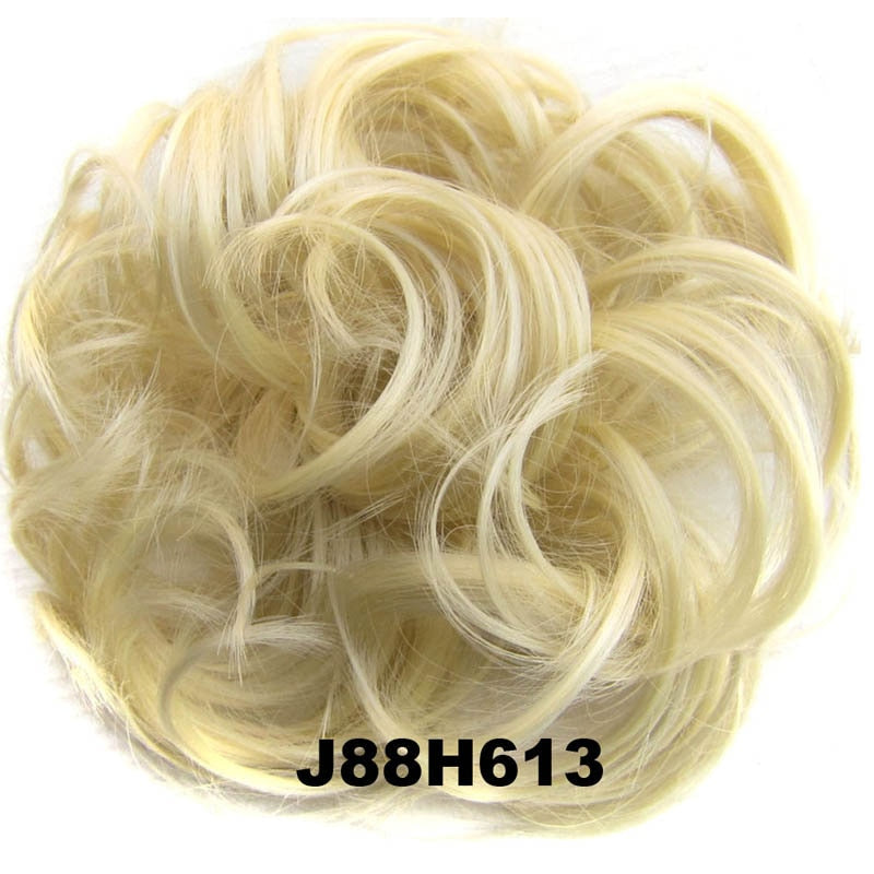 Jeedou Messy Chignon Donut Hair Bun Pad Elastic Hair Rope Rubber Band Synthetic Hairpiece Gary Brown Color