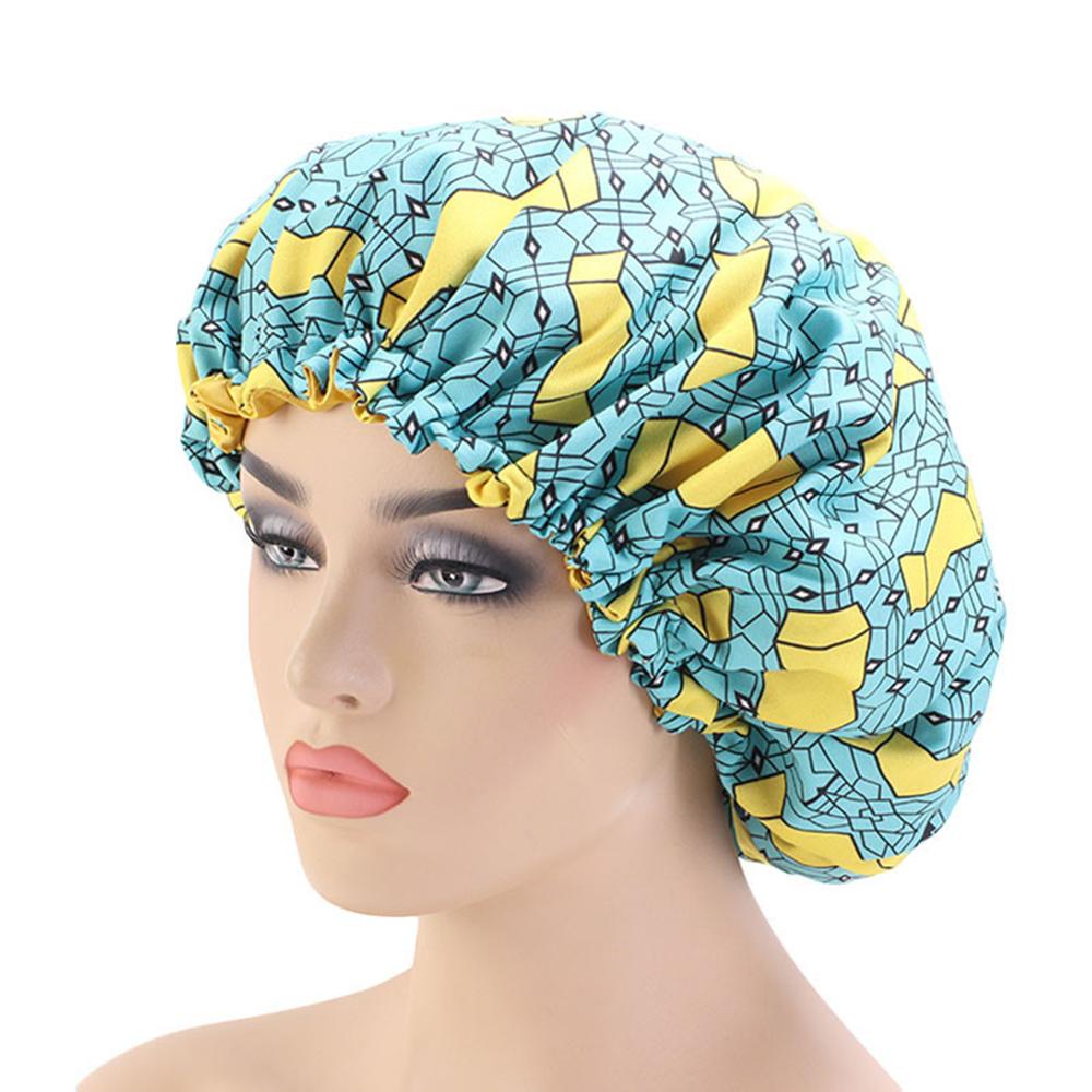 Women African Floral Print Satin Night Sleep Bonnet Hat Hair Care Cap Head Wrap Large Head Wear Ladies Headwrap Hair Care Hat