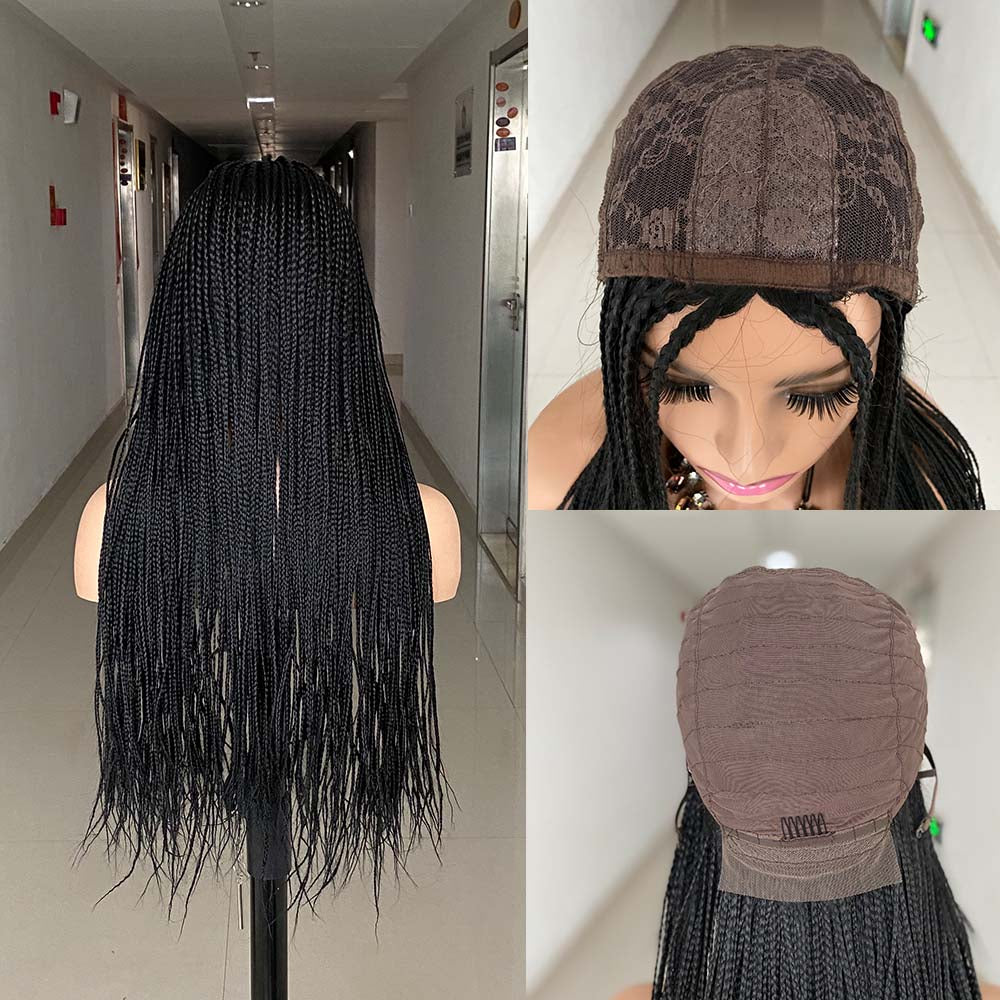 Ombre Brown Cosplay Braiding Hair Wig 26 inch Braided Wigs For Black Women Synthetic Barids Long Synthetic Box Braided Wigs