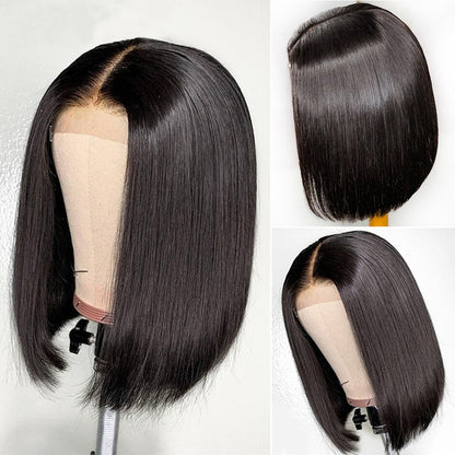 Bone Straight Bob Human Hair Wig Lace Closure Wigs For Women Human Hair Pre-Plucked Natural Color Brazilian Human Hair Wig Sale