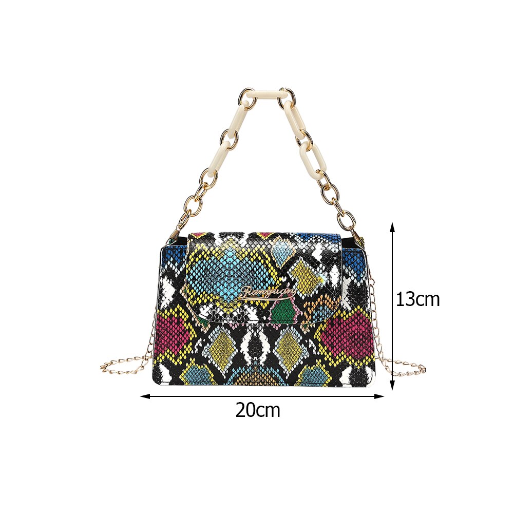 Retro Snake Pattern Printing Handbags Woman Soft PU Leather Shoulder Bags For Lady 2022 Chain Purse Crossbody Bag 2022 Fashion