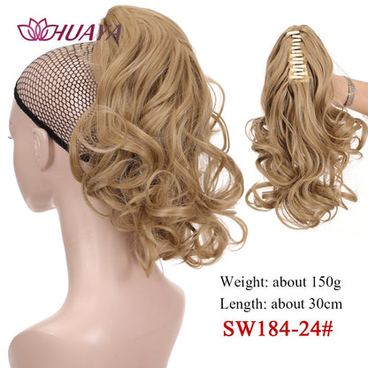 HUAYA Synthetic Claw Clip Ponytail Hair Extensions Short Straight Natural Tail False Hair For Women Horse Tail Black Hairpiece