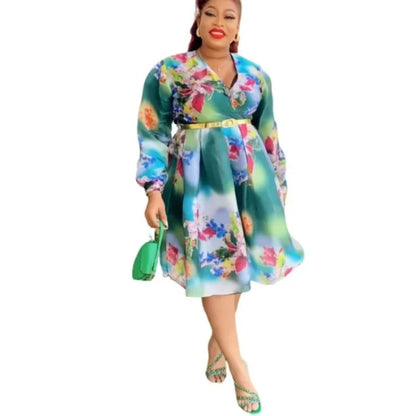 2024 Elegant African Dresses for Women New Spring Print Africa Clothing Plus Size Evening Party Dress Dashiki Ankara Outfit Robe