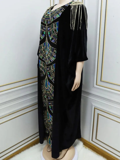 African Dresses For Women Elegant Polyester 2024 New Muslim Fashion Abayas Dashiki Robe Kaftan Long Maxi Dress Turkish Africa