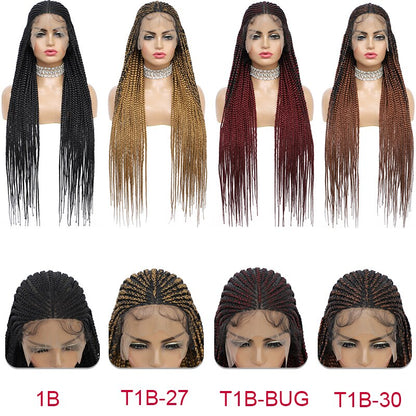 Ombre Red Box Braid Wig with Baby Hairs Long Cornrow Braid Lace Front Wigs for Women Synthetic Knotless Box Braided Frontal Wig