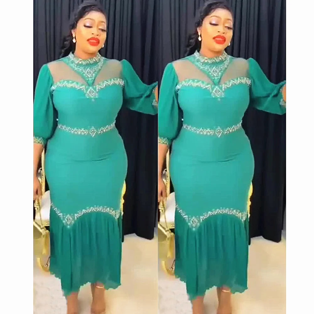 Plus Size African Party Dresses for Women Dashiki Ankara Wedding Evening Gown Sexy Bodycon Maxi Long Dress Africa Clothing 2023