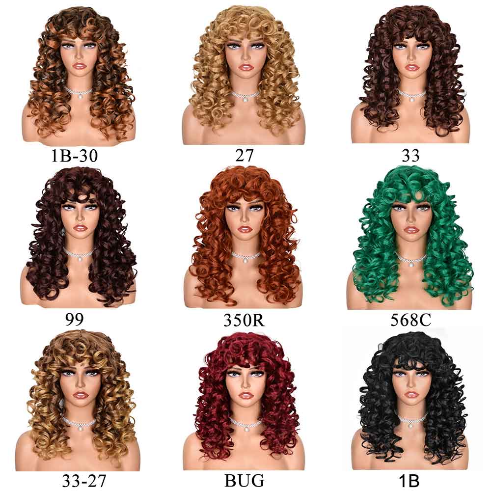 Women's Synthetic wigs Long Curly wig Blonde/brown Hair Natural Fluffy Hairstyle Red Wigs African Ombre Glueless HighTemperature