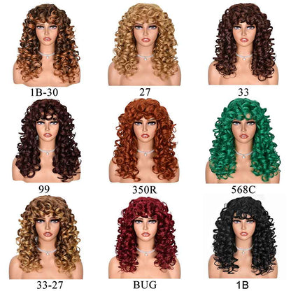 Women's Synthetic wigs Long Curly wig Blonde/brown Hair Natural Fluffy Hairstyle Red Wigs African Ombre Glueless HighTemperature