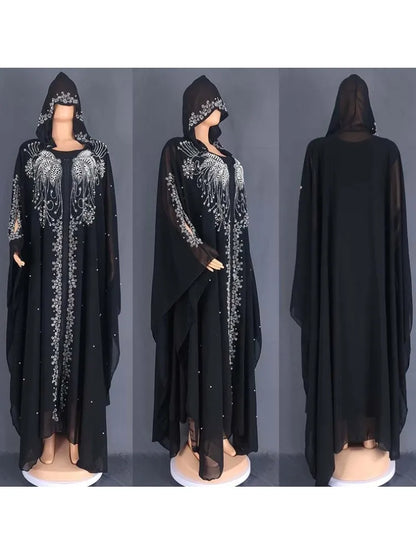 Abayas For Women Dubai Luxury Black Chiffon Boubou Muslim Fashion Dress Caftan Marocain Wedding Party Occasions Djellaba Femme