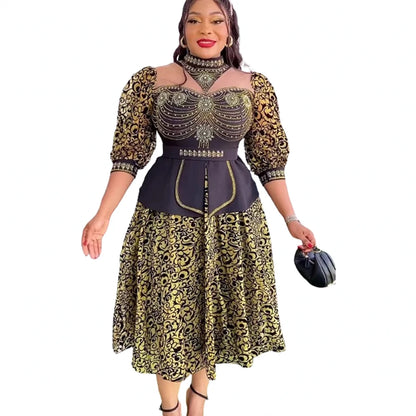 African Wedding Party Plus Size Dresses For Women 2024 New Dashiki Ankara Evening Gown Elegant Turkey Outfit Robe Africa Clothes