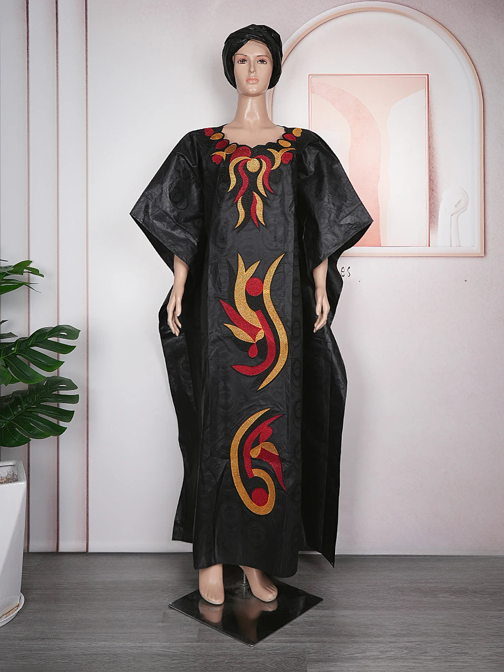 H&D African Clothes For Women Tradition Dress Embroidery  Bazin Wedding Party Dress Ankara Red Robes Trads African Clothes