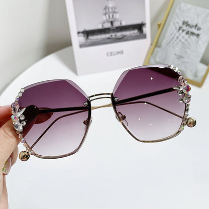 2022 Rimless Sunglasses Woman Sexy Luxury Brand Design Diamond Sun Glasses Gradient Shades for Female Oculos De Sol Uv400