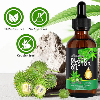 Black Castor Oil Nourishes Hair Growth Skin Massage Essential Oil Eyebrows Growth Prevents Skin Aging Hair Care Products