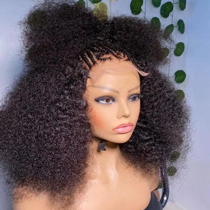 Preplucked Glueless Soft 180Density 26inch Kinky Curly Black Lace Front Wig For African Women Babyhair Heat Resistant Daily