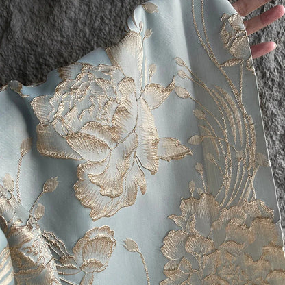 Clearwater Blue Embossed Gold Jacquard Fabric Three-dimensional Silhouette Sofa Cover Bag Jacket Clothing Designer Fabrics