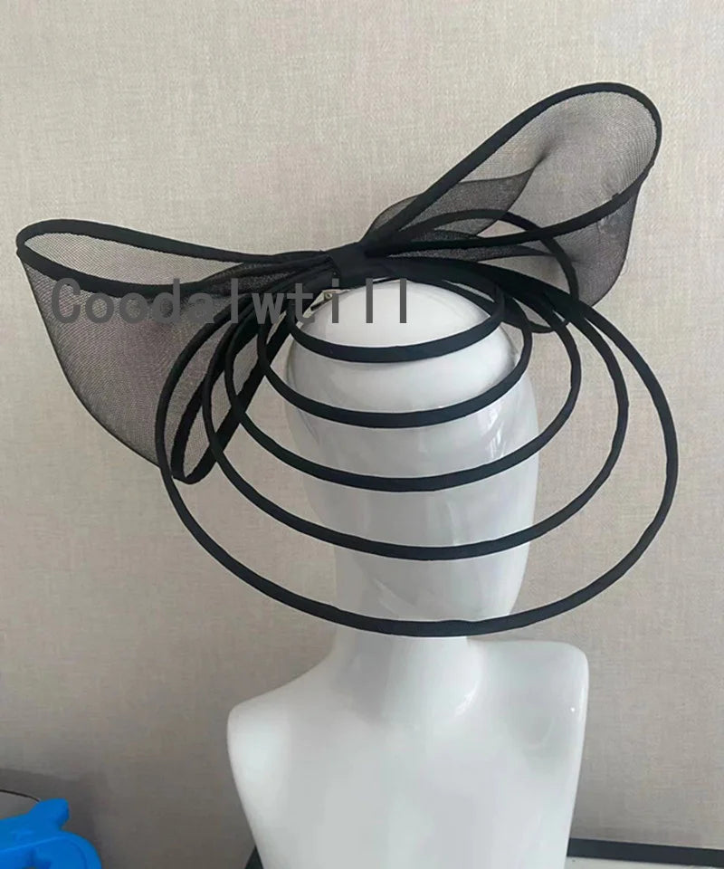 Bow Fascinators Hat For Women Weddings Hoop Headwear With Bow For Party Kenducky Royal Asscot Chapeau Cap Hair Clip Bride