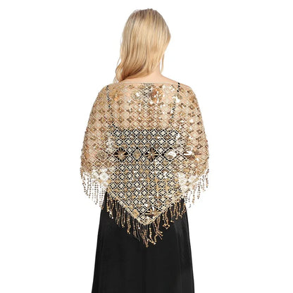 Elegant Women Triangle Sequins Shawls for Bridal Bridesmaid Boleros Shrugs Capes Lady Banquet Evening Dresses Party Shawl