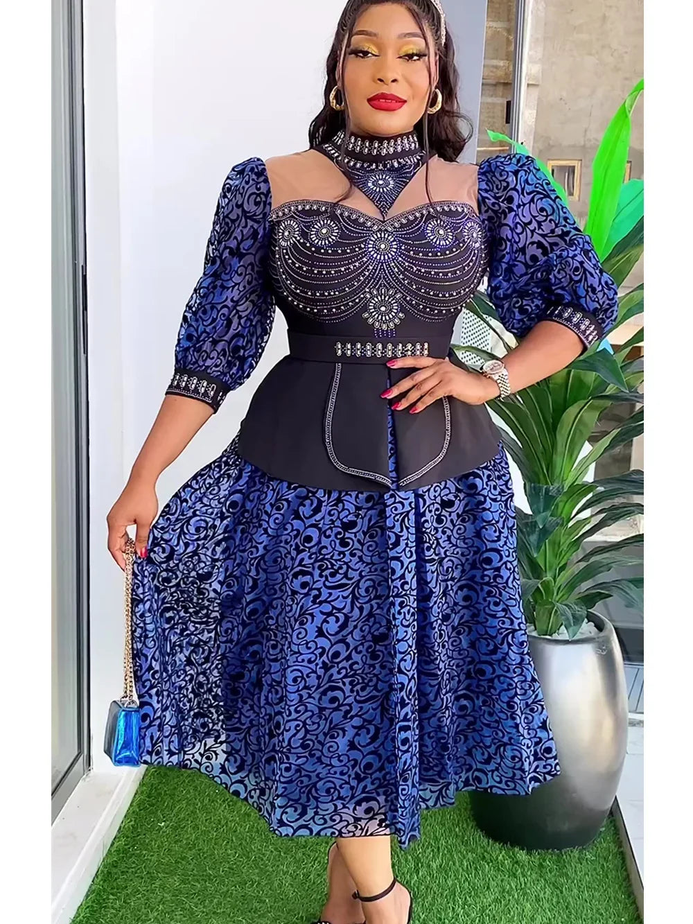 African Wedding Party Plus Size Dresses For Women 2024 New Dashiki Ankara Evening Gown Elegant Turkey Outfit Robe Africa Clothes