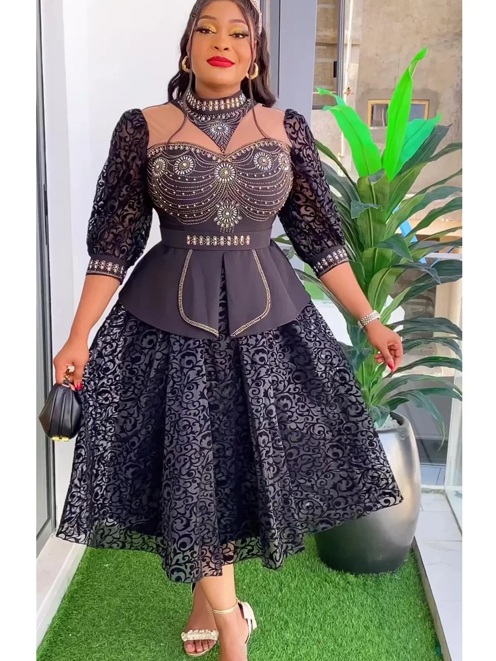 African Wedding Party Plus Size Dresses For Women 2024 New Dashiki Ankara Evening Gown Elegant Turkey Outfit Robe Africa Clothes