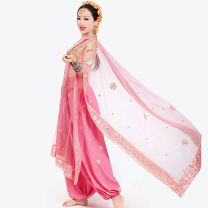 Indian Saree Wide Leg Pants Stage Performance Costumes Belly Dance Suit Oriental Classical Dance Clothing Festival Dress