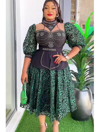 African Wedding Party Plus Size Dresses For Women 2024 New Dashiki Ankara Evening Gown Elegant Turkey Outfit Robe Africa Clothes