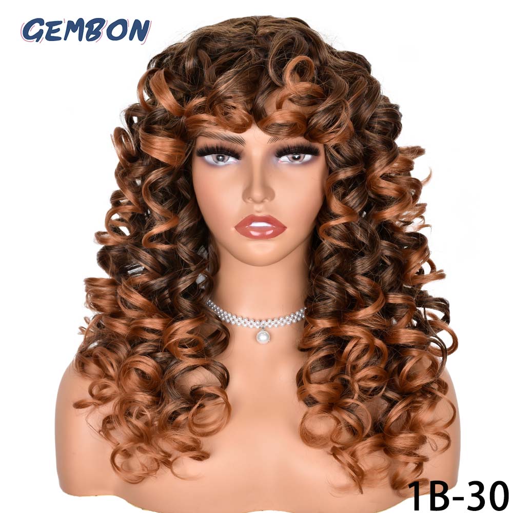 Women's Synthetic wigs Long Curly wig Blonde/brown Hair Natural Fluffy Hairstyle Red Wigs African Ombre Glueless HighTemperature